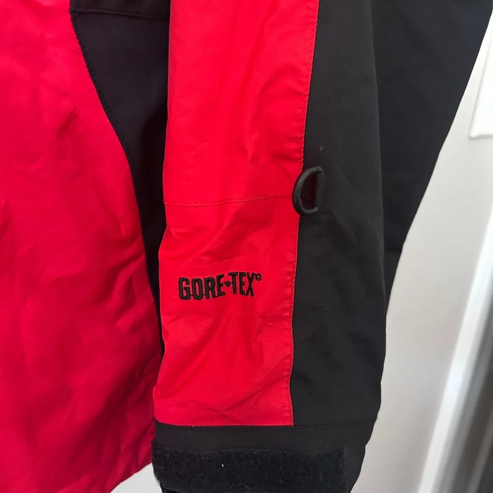 The North Face Mountain Jacket Mens L Red Black Gore-Tex Hooded Vintage Shell